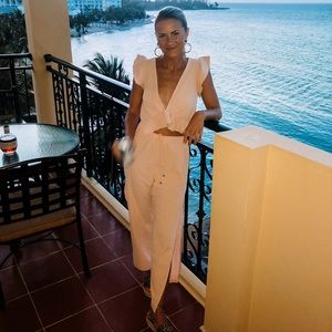 Pink two piece pant and crop top set